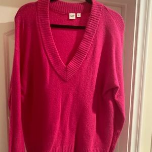 Gap Hot Pink v-Neck Sweater size XL